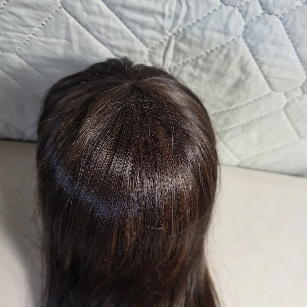 Natural Brown Women's Straight Wig with Bangs